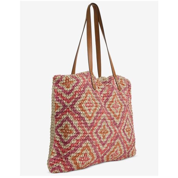 Style & Co. Extra-Large Geo Pattern Straw Tote - Picture 2 of 4